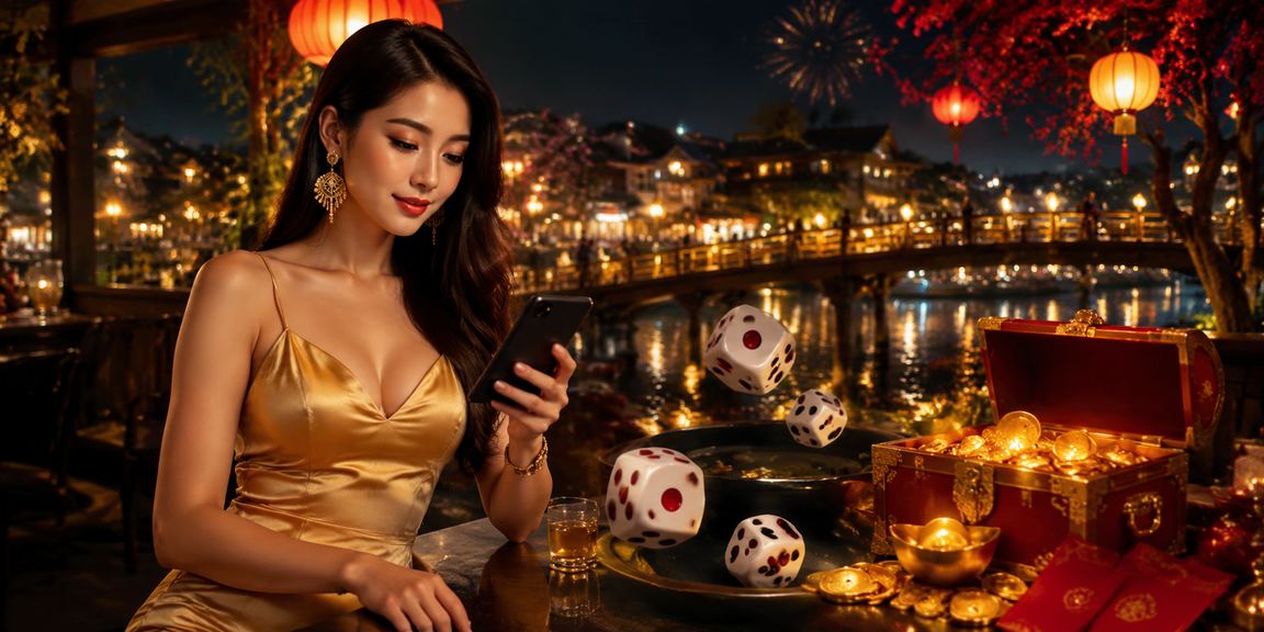 Người chơi tham gia trò chơi tai xiu tại không gian cà phê phong cách Hội An