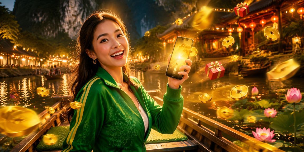 Buổi tối tại chợ đêm Ninh Bình, người dùng xem thông tin rebate High Roller vipp66 trên điện thoại